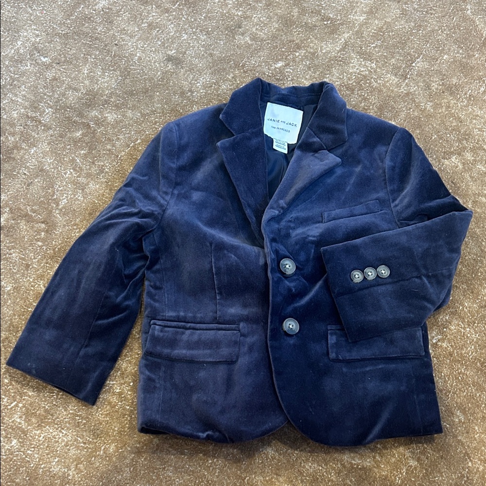 Janie and Jack Navy Velvet Blazer